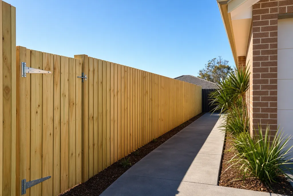 New timber paling fence and gate